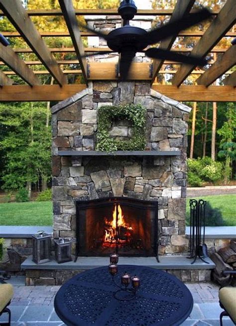 Fine 34 The Best Backyard Fireplace Ideas Suitable For All Season
