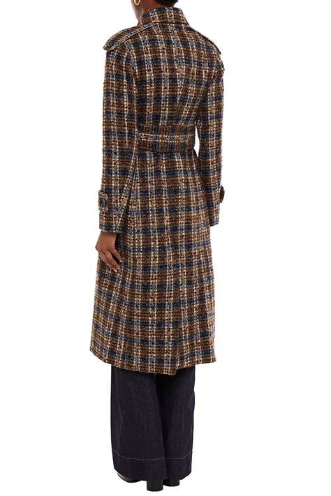 Victoria Beckham Double Breasted Checked Bouclé Tweed Trench Coat The Outnet