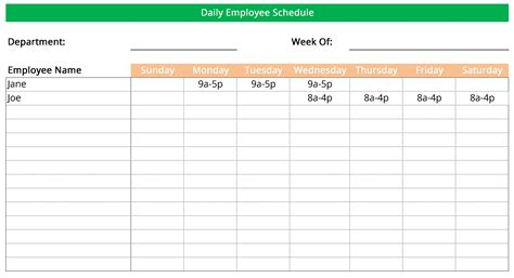 Free Printable Work Schedules Weekly Employee Work Editable Work