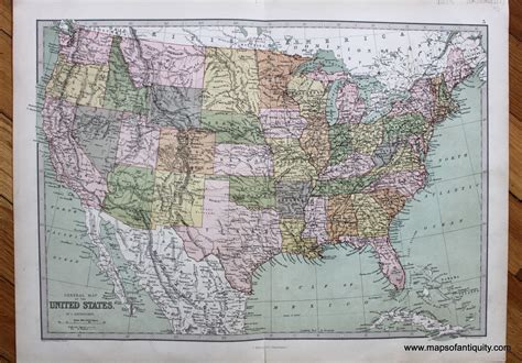 General Map Of The United States Antique Maps And Charts Original