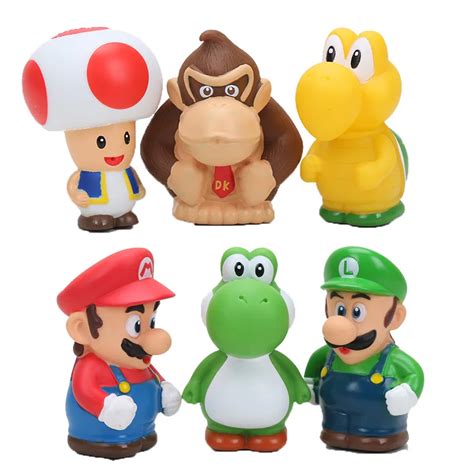 6pcsset Cartoon Super Mario Bros Figures Mario Yoshi Luigi Donkey Kong