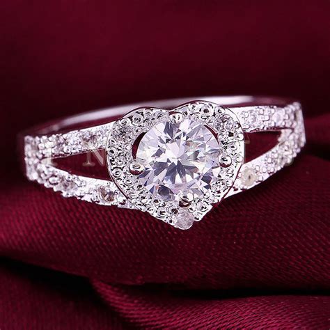 Fashion Luxury Heart Shape Zircon Ring Heart Shape Love Wedding Ring Princess Heart Shape Ring