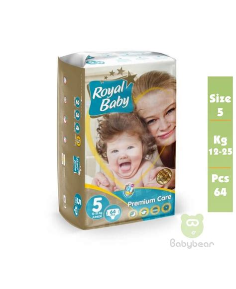 Royal Baby Diapers Size 5 Premium 12 To 25 Kg 64 Pcs