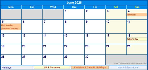 June 2028 Uk Calendar With Holidays For Printing Image Format