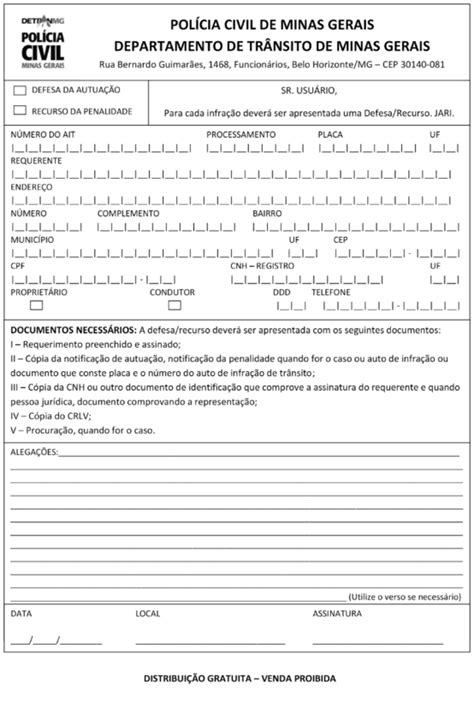 Modelo De Recurso De Multa Detran Vários Modelos