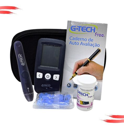 Kit Glicose Medidor Glicemia Gtech Free Tiras Lanceta Frete Gr Tis