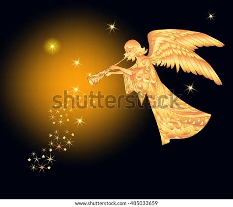 Golden Christmas Angel Stars On Background Stock Vector Royalty Free