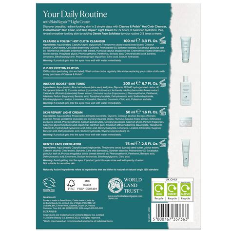 Liz Earle Your Daily Routine With Skin Repair Light Cream Kit Free Delivery