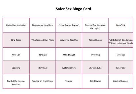 Safer Sex Bingo Card Free › Intimate Health Consulting