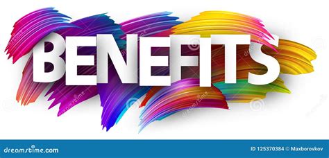 Benefits Poster Sign With Colorful Brush Strokes Vector Illustration