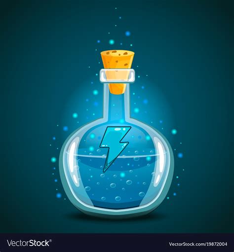 Bottle Of Magic Elixir With Energy Symbol Vector Image