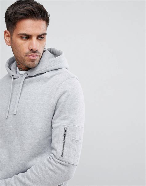 River Island Hoodie With Ma1 Pocket In Grey Asos Casual Outfits