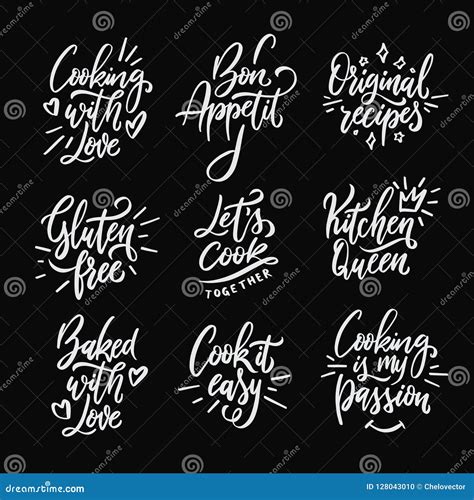 Cooking Related Quotes Collection Vector Illustration Stock Vector Illustration Of Emblem