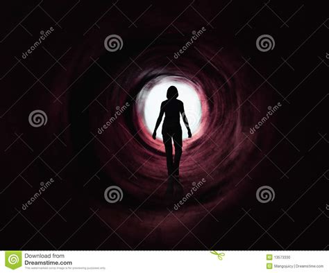 Walk Into The Light Paranormal Dark Red Tunnel Stock