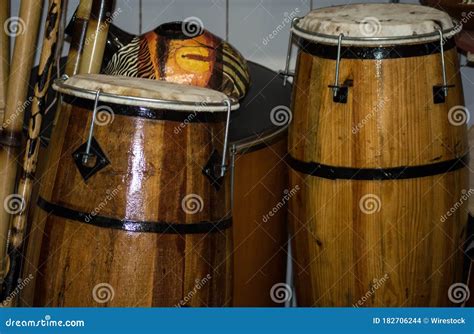 Wooden Percussion Instruments Next To Each Other In A Room Stock Photo