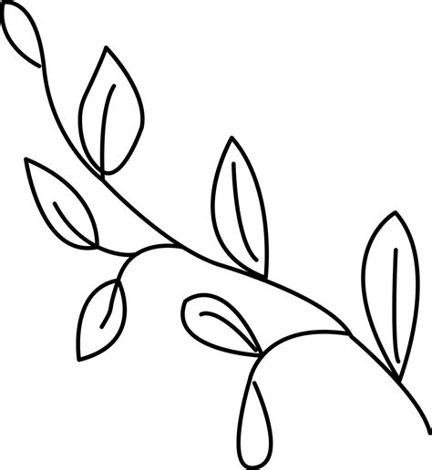 Abstract Twig With Leaves Vector Sketch Doodle Illustration Leaves On