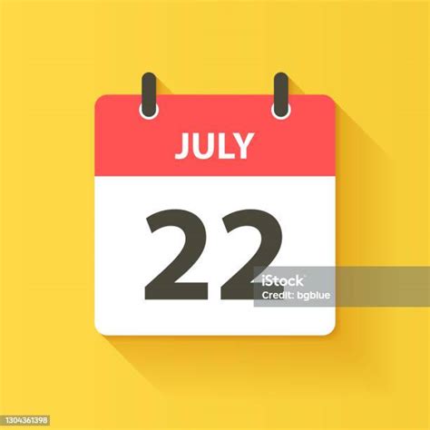 July 22 Daily Calendar Icon In Flat Design Style Stock Illustration