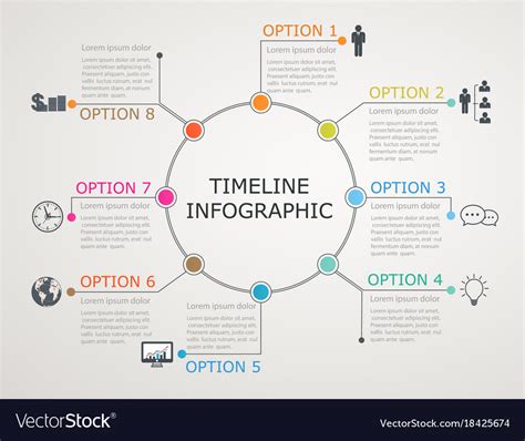 Circular Timeline Infographics Template Royalty Free Vector