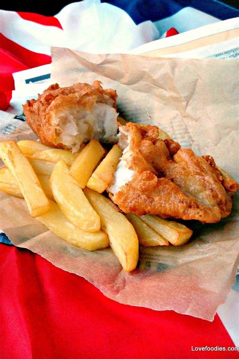 Traditional Homemade British Beer Battered Fish And Chips With A