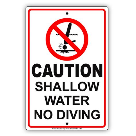 Caution Shallow Water No Diving Pool Metal Sign Sign Fever
