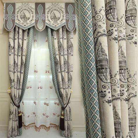 Custom Curtains Luxury Classical Palace Chenille Embroidered Thicken