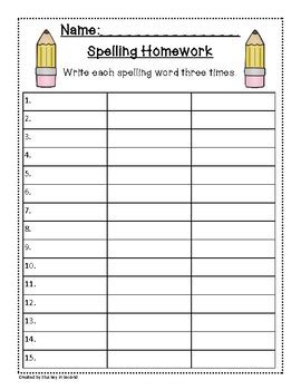 Spelling Packet/Templates for 15 Words (Homework/Center) by Stuckey in