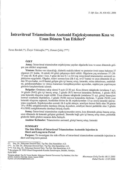 Pdf The Side Effects Of Intravitreal Triamcinolone Acetonide