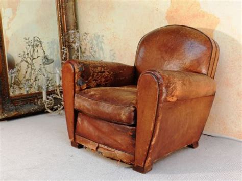 Antique French Club Leather Chair Leather Lounge Chair Leather Club