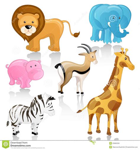 African Cartoon Animals Stock Illustration Illustration