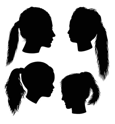 Premium Vector Girl Ponytail Hairstyle Silhouette