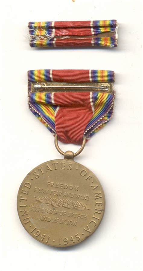 Military Antiques And Museum Uwm 0042 Wwii Us Victory Medal With