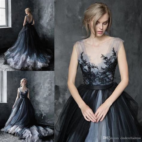 Impressive A Line Scoop Black Wedding Dresses 2020 Gothic Lace