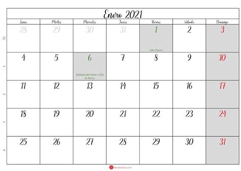 Calendario De Enero 2021 Calendario Enero Calendario Plantilla