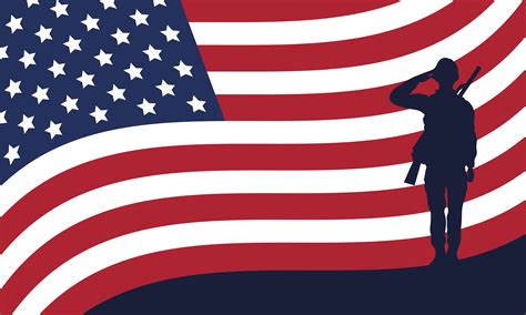 Soldier Saluting Silhouette With Usa Flag Background 1870065 Vector Art