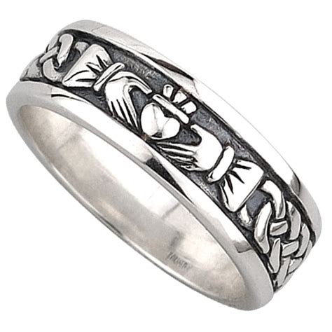 Claddagh Ring Mens Sterling Silver Celtic Claddagh Wedding Band At