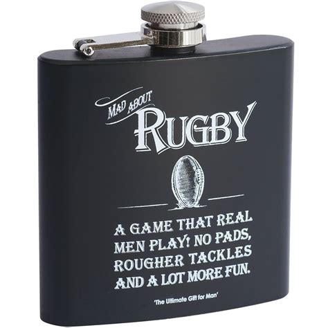 Rugby Hip Flask Black Matt In Gift Box Free Delivery
