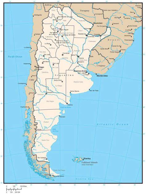 Argentina Map With Province Areas And Capitals