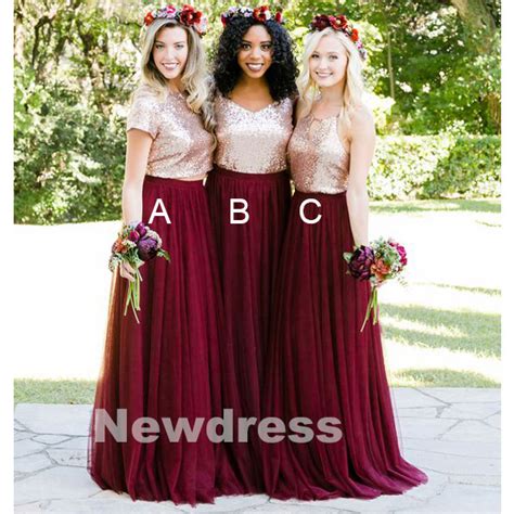 Sequin Top Bridesmaid Dresses Burgundy Bridesmaid Dresses Tulle