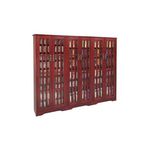 Leslie Dame Inlaid Glass Mission Multimedia Cabinet In Dark Cherry M