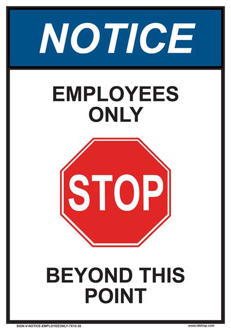 Notice Employees Only Beyond This Point Indoor Safety Warning Notice