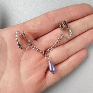 Clitoral Jewellery Faux Piercing With Blue Pearl Non Etsy