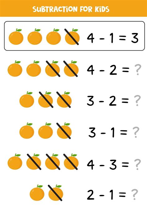 Subtraction For Kids With Cute Cartoon Oranges 2250443 Vector Art At