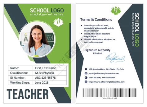 6 Free Teacher Id Card Designs And Templates For Ms Word