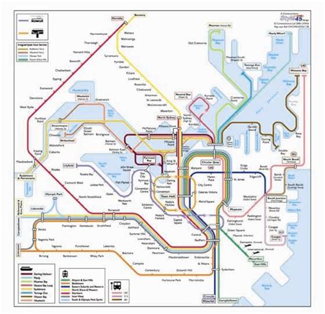 Sydney Transport Map Australia Tram Suburban Monorail Ferry And