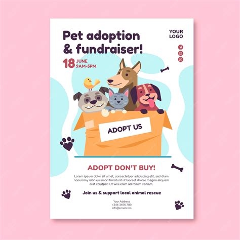 Free Vector | Adopt a pet from shelter poster template