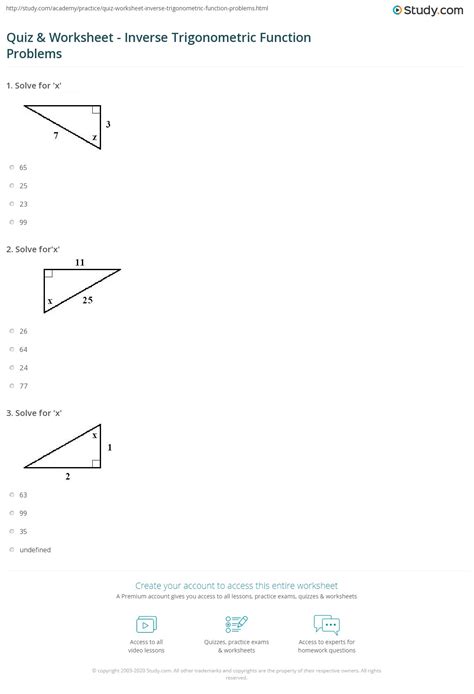 Trigonometric Functions Worksheet With Answers