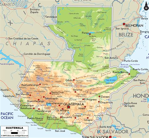 Physical Map Of Guatemala And Guatemala Physical Map Map Physical Map Guatemala
