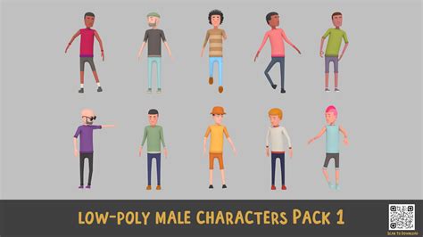 Artstation Low Poly Male Characters Pack 1