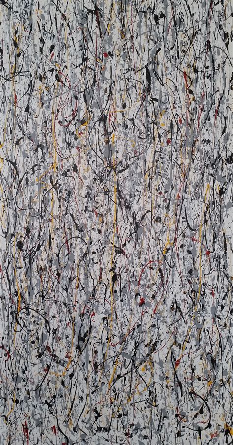 Large Abstract Jackson Pollock Style Acrylic Painting On Canvas By M Y