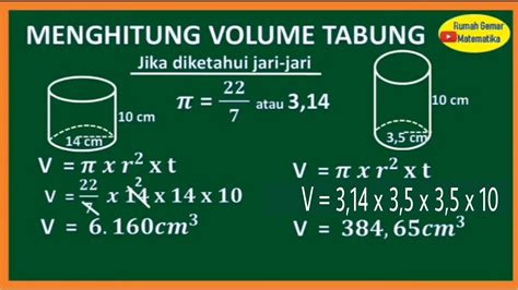 CARA MENGHITUNG VOLUME TABUNG JIKA DIKETAHUI JARI JARI Part YouTube